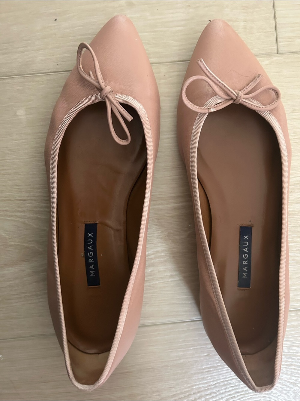 Margaux Peach Blush Pointed-Toe Ballet Flats
